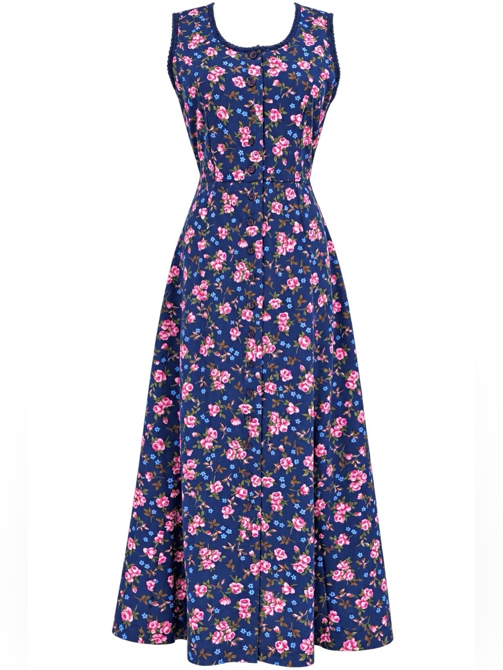 ERIKA Floral Sleeveless Midi Long Garden Prairie Country Dress Medium NWT